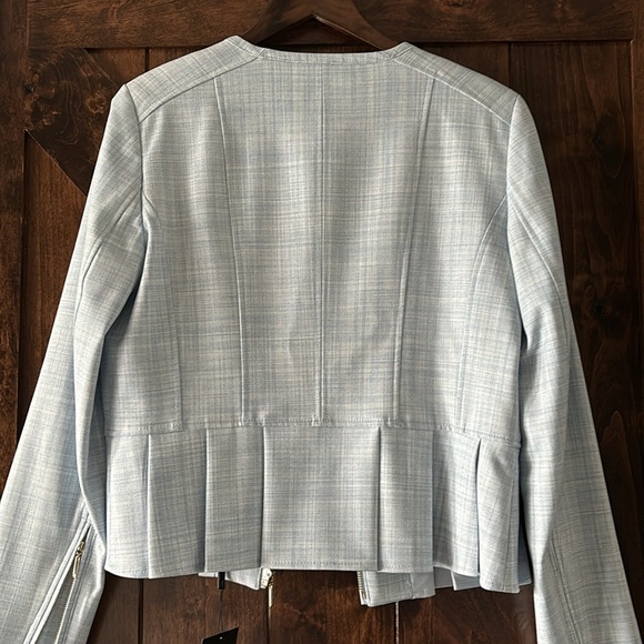 NWT White House Black Market plaid Blue-white soft plaid Blazer Jacket sz 12 - Picture 8 of 12